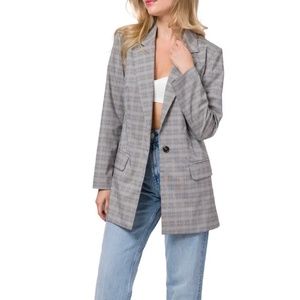 WAYF Betty Glen Plaid Blazer, Size M, Grey color